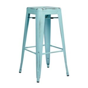 Mint Blue Metal Bar Stool